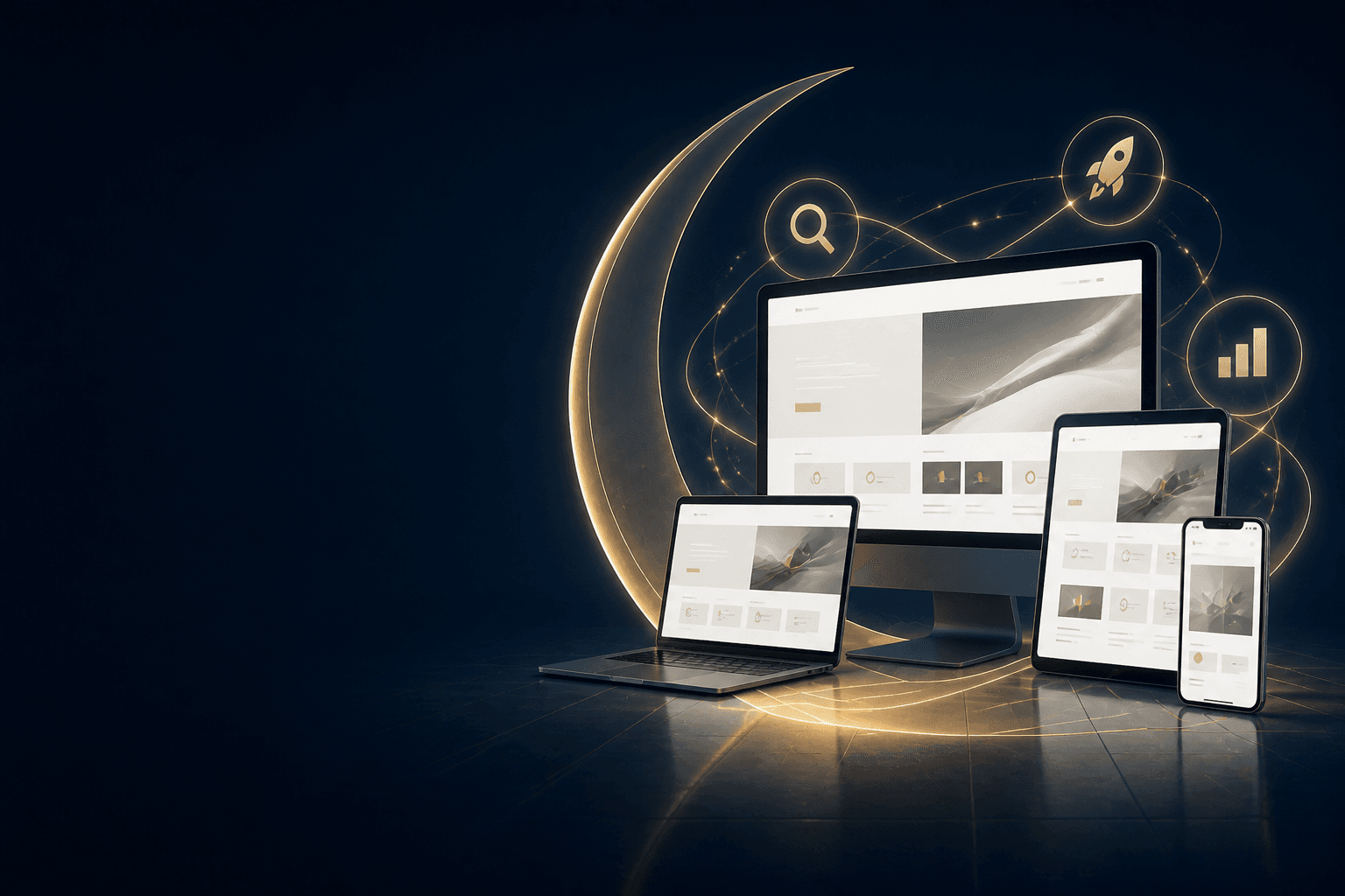 Cinematic responsive website presentation